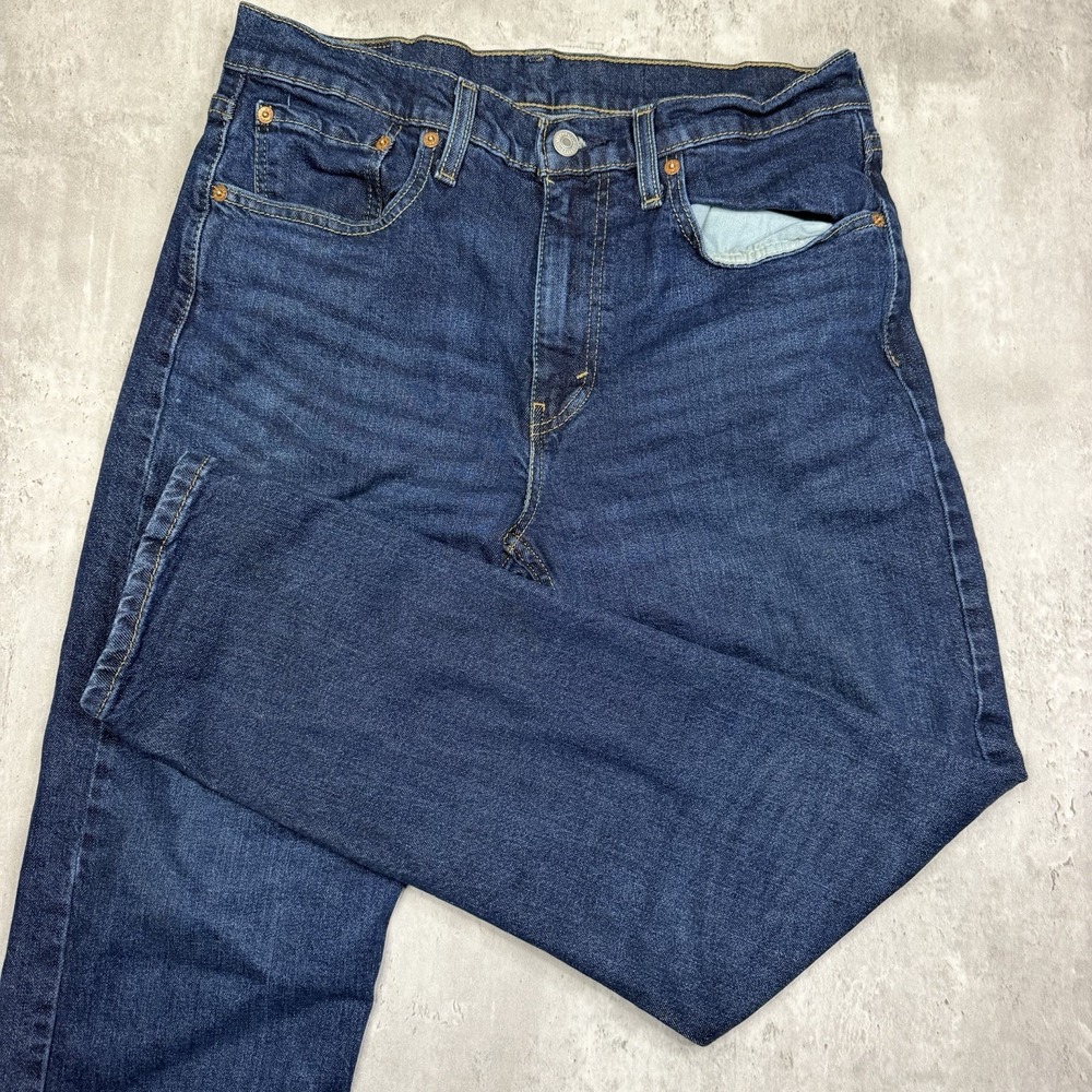 Levis 502 Regular Taper Mens Jeans 33x30 Medium Wash Blue Denim Stretch